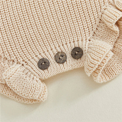 Baby Clothes Newborn Baby Rompers Cotton Knit Baby Girl Romper Long Sleeve Ruffle Trim Infant Baby Boys Jumpsuit Overalls