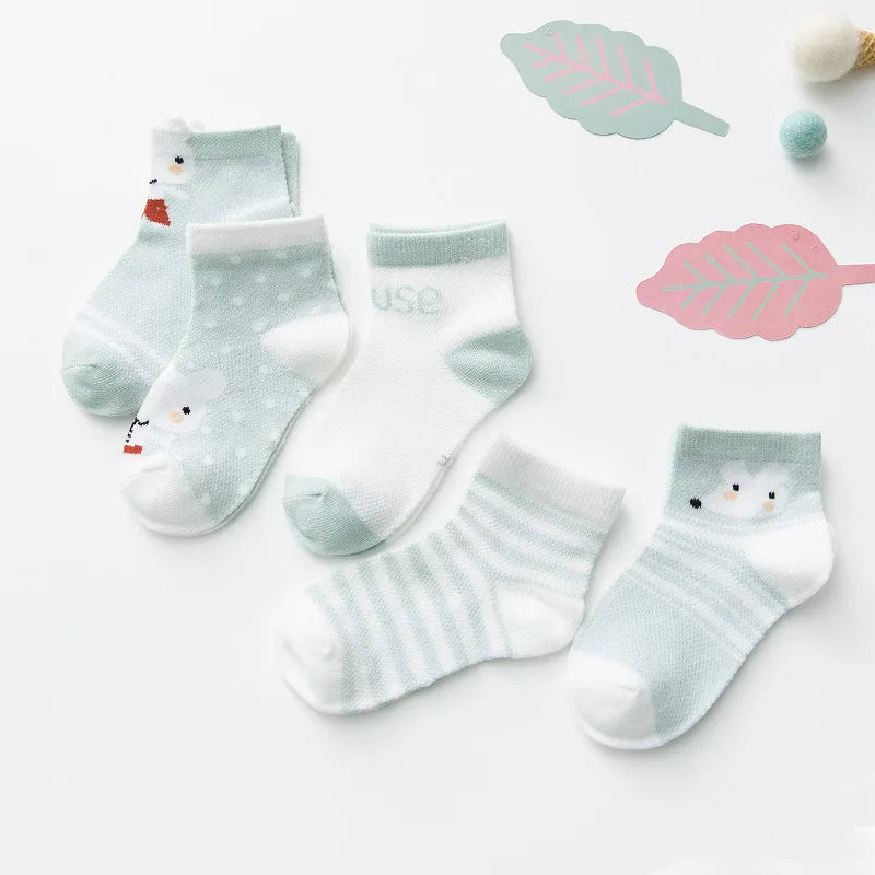 5Pairs Baby Socks for Girls Cotton Mesh