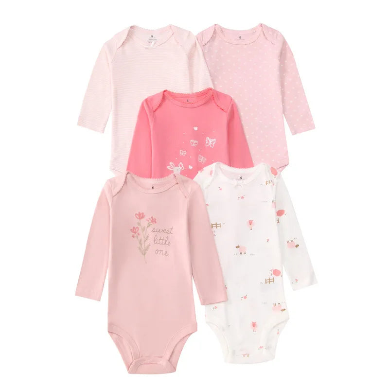 5Pcs/Lot Baby Bodysuits High Quality Uniesx Newborn Baby Clothes 100% Cotton Baby Clothing Set Infant Bebe Baby Boy Girl Clothes
