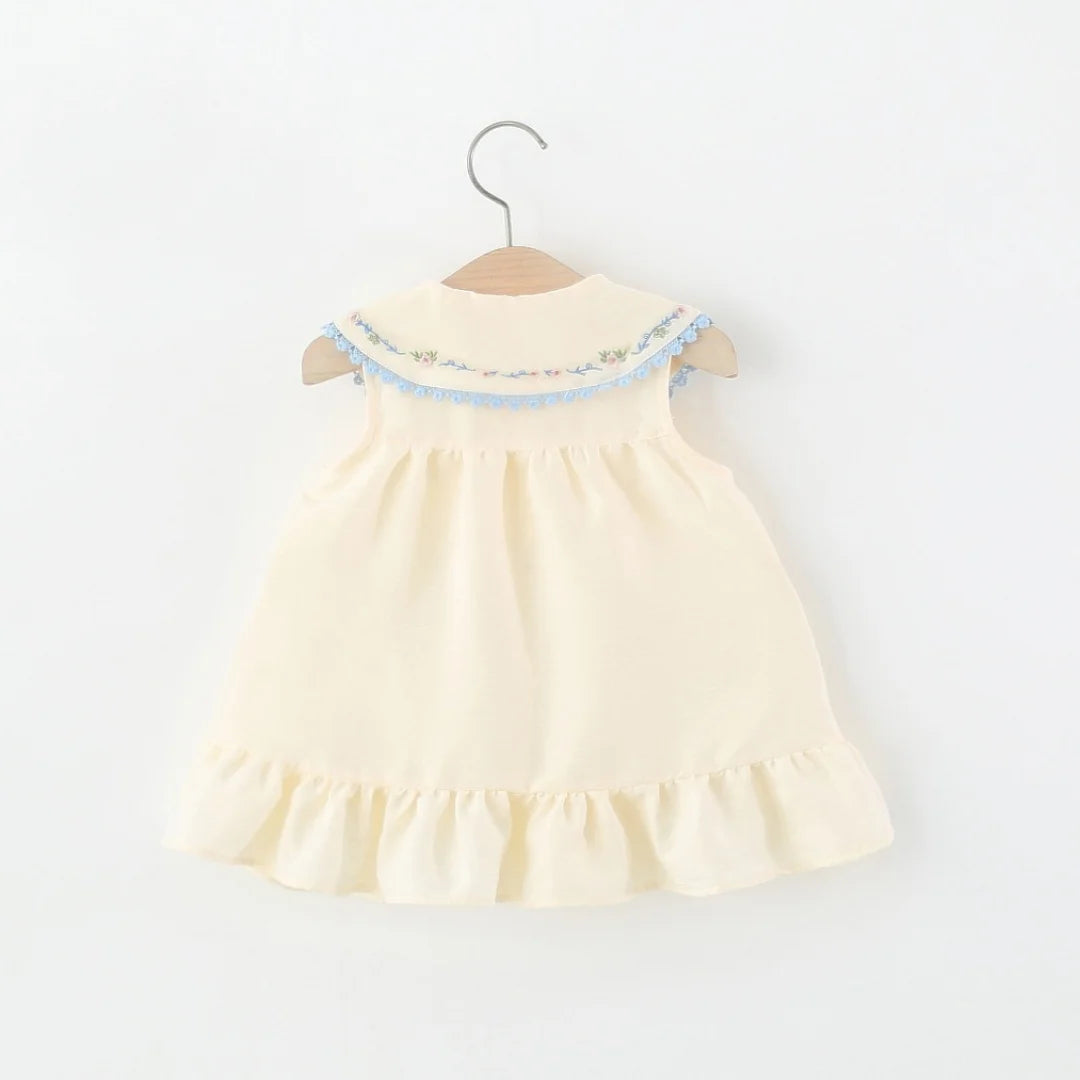 Baby Dress Summer Floral Print Sleeveless Girls' Dress With Bow Adorable Beach Princess Children's Dress Baby Girl Clothes