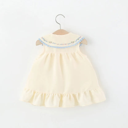 Baby Dress Summer Floral Print Sleeveless Girls' Dress With Bow Adorable Beach Princess Children's Dress Baby Girl Clothes