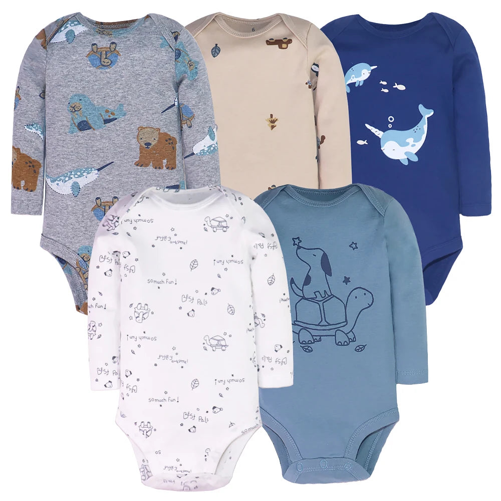 Spring Autumn Baby Bodysuits 3/4/5PCS Long Sleeve Baby Boy Girl Clothes 100% Cotton Newborn Body Infant 0-24Month