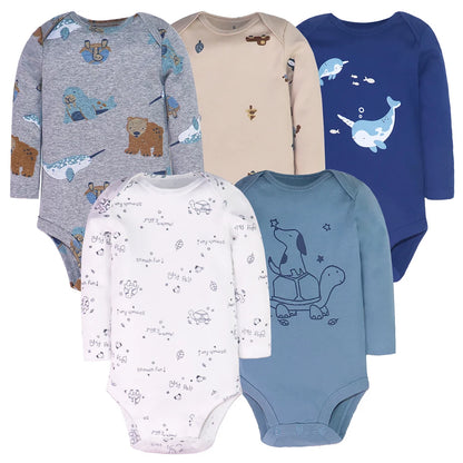 Spring Autumn Baby Bodysuits 3/4/5PCS Long Sleeve Baby Boy Girl Clothes 100% Cotton Newborn Body Infant 0-24Month