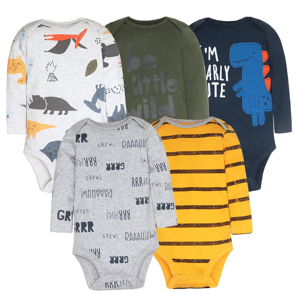 Spring Autumn Baby Bodysuits 3/4/5PCS Long Sleeve Baby Boy Girl Clothes 100% Cotton Newborn Body Infant 0-24Month