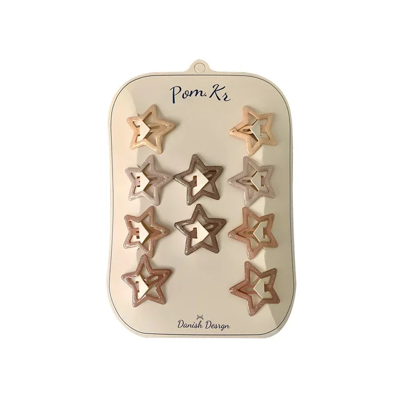 New 10pcs Colorful Star Hair Clips for Baby Girls Glitter Metal Snap BB Clip Hairpin Headwear Infant Kids Hairclip Accessories