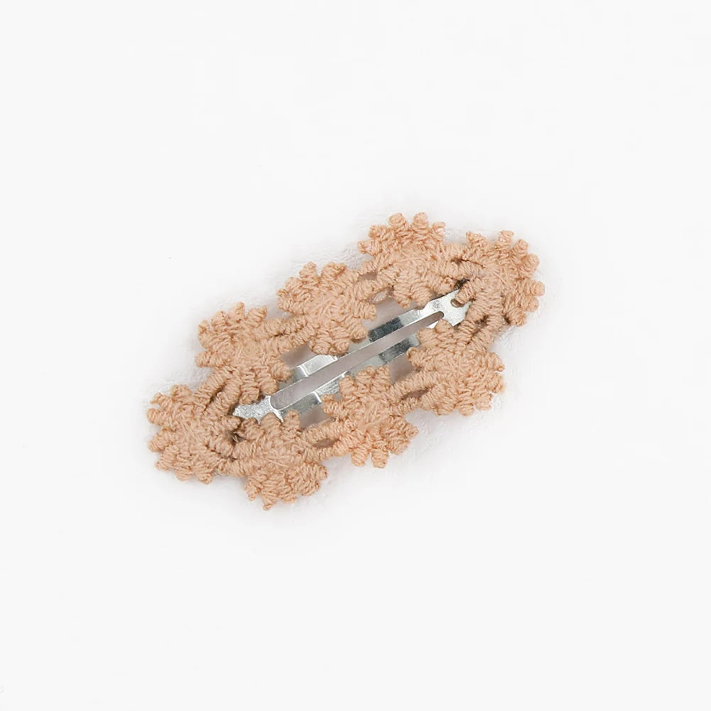 6Pcs/Set Ins Flower Crochet Bobby Snap Hairpins 6.5cm Knitted Princess Baby Girls Hair Bow Clips Safety Korean Newborn Hairgrips