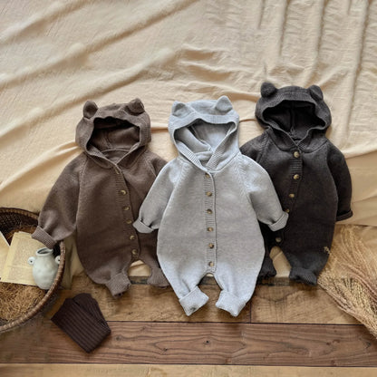 Knitted Cartoon Boy's Jumpsuit Cute Rabbit Ear Girl's Climbing Clothes
