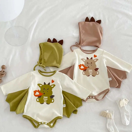 Fire dragon print 0-2 years old cartoon children's clothing including hats