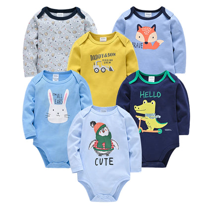 6 PCS 3 PCS Kavkas Baby Boys Girls Bodysuit Long Sleeve 100% Cotton Baby Clothes 0-12 months Newborn body bebe Jumpsuit Clothing