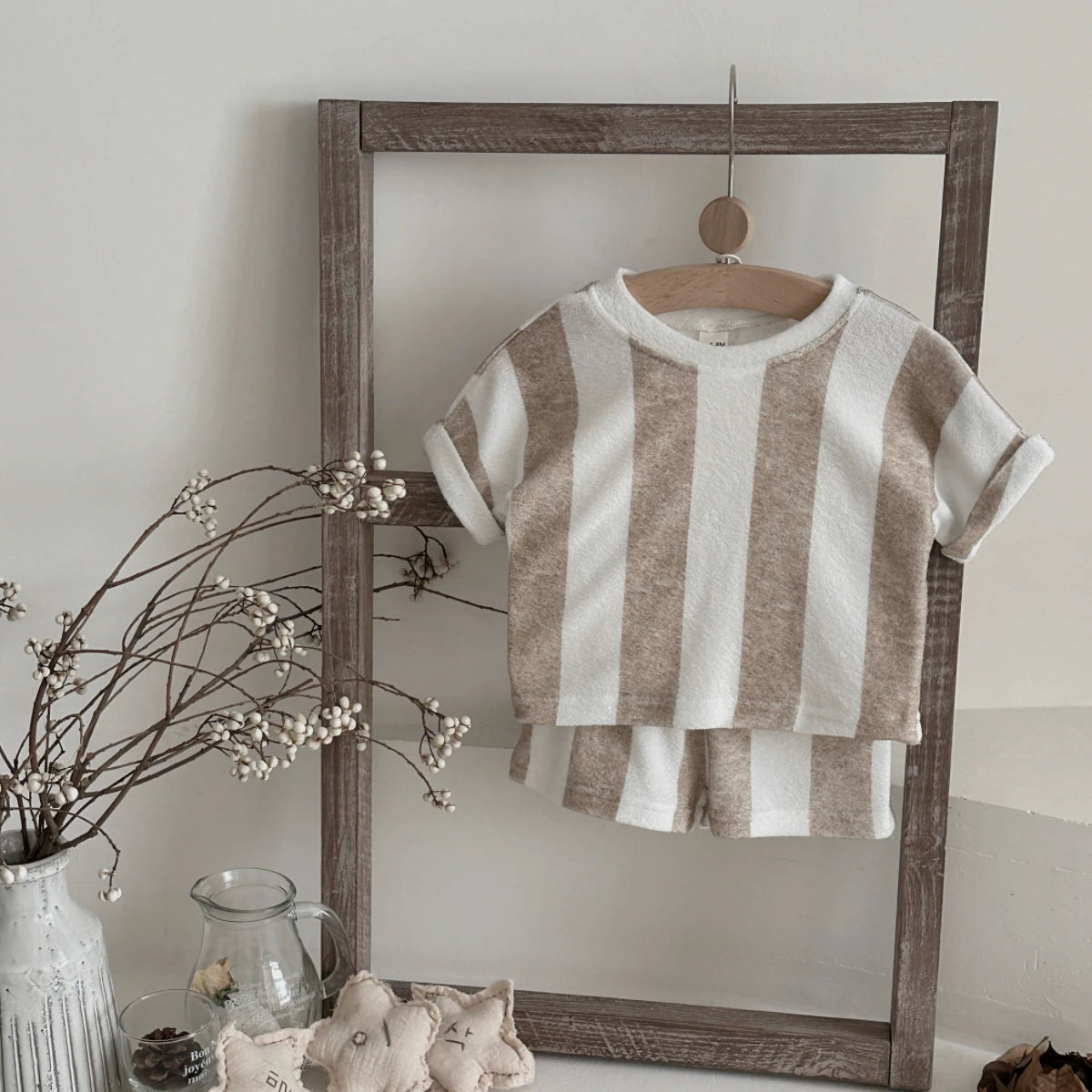 Kids Clothes Children's Striped Suit  Short-sleeved+shorts 2-piece T-shirt Summer Baby Clothes Children Clothing Boys Girls