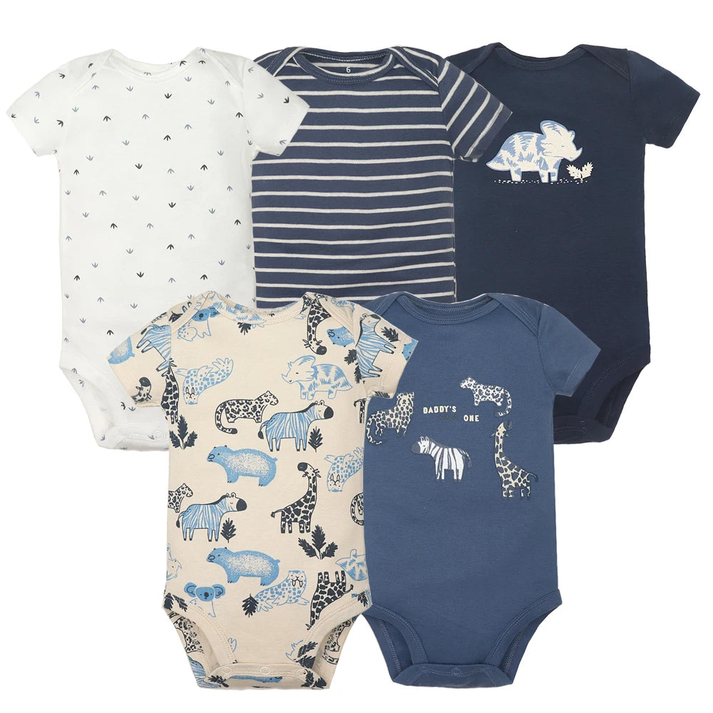 2026 Baby Bodysuit Baby Girl Jumpsuit 5-Pack Summer Toddler Boys Clothes Cotton Cartoon Newborn Ropa Bebe Clothing Costume