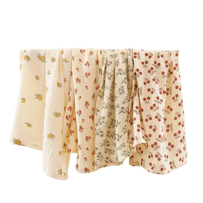 Cotton Swaddle Blanket Baby Blanket Floral Print Muslin Diaper Swaddle New Born Crinkle Fabric Baby Born Stroller Cover