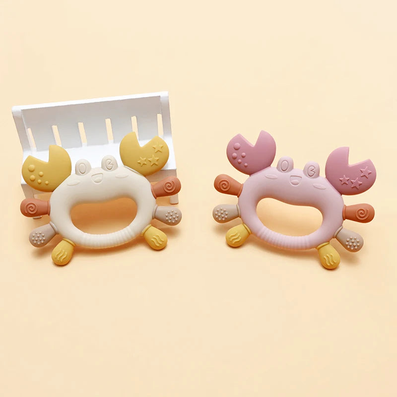 Crab-Shaped Baby Teether  Food-Grade Silicone Teething Toy  BPA-Free Chillable Infant Teether for Sore Gums 0-24 Months