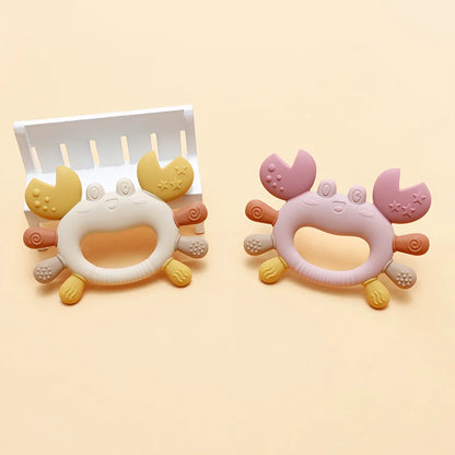 Crab-Shaped Baby Teether  Food-Grade Silicone Teething Toy  BPA-Free Chillable Infant Teether for Sore Gums 0-24 Months