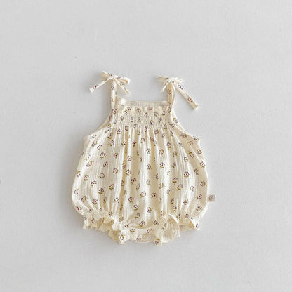 Summer Baby Girls Romper Clothes Newborn Baby Cotton Bodysuits Sleeveless Strap Jumpsuits Cute Sweet New Born Outfit