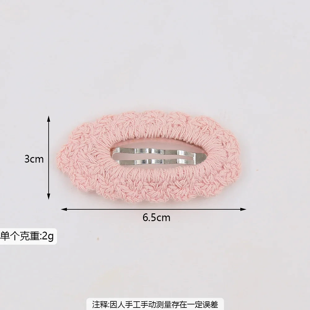 6Pcs/Set Ins Flower Crochet Bobby Snap Hairpins 6.5cm Knitted Princess Baby Girls Hair Bow Clips Safety Korean Newborn Hairgrips
