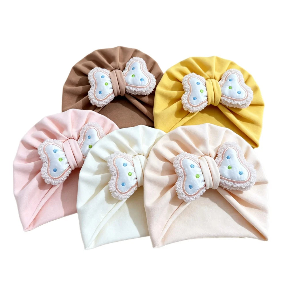 Cotton Baby Hat Fashion Bowknot Turban Knitted Baby Girl Hat Muslim Warm Infant Indian Hats Toddler Beanie Cap Kids Head Wrap