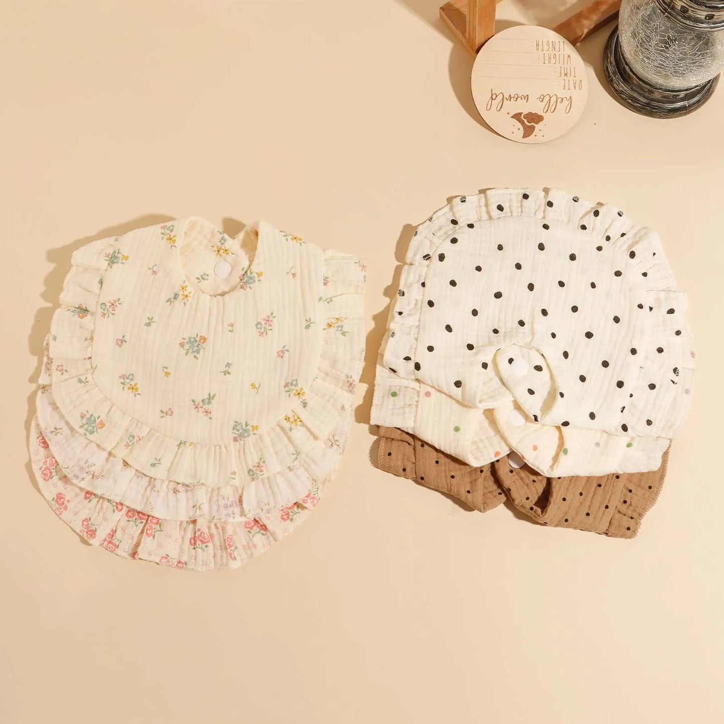 3pcs Baby Ruffle Edge Bibs Infant Burp Cloth
