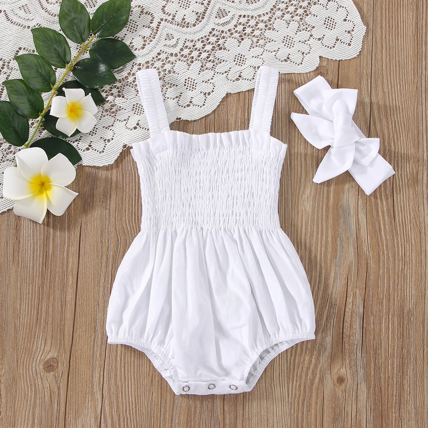 Jumpsuit Outfit Solid Color Casual Sleeveless Suspender Jumpsuit Headband