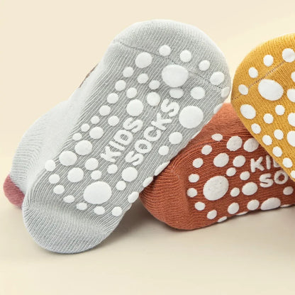 6 Pairs Cotton Baby Anti-slip Boat Socks With Rubber Grips