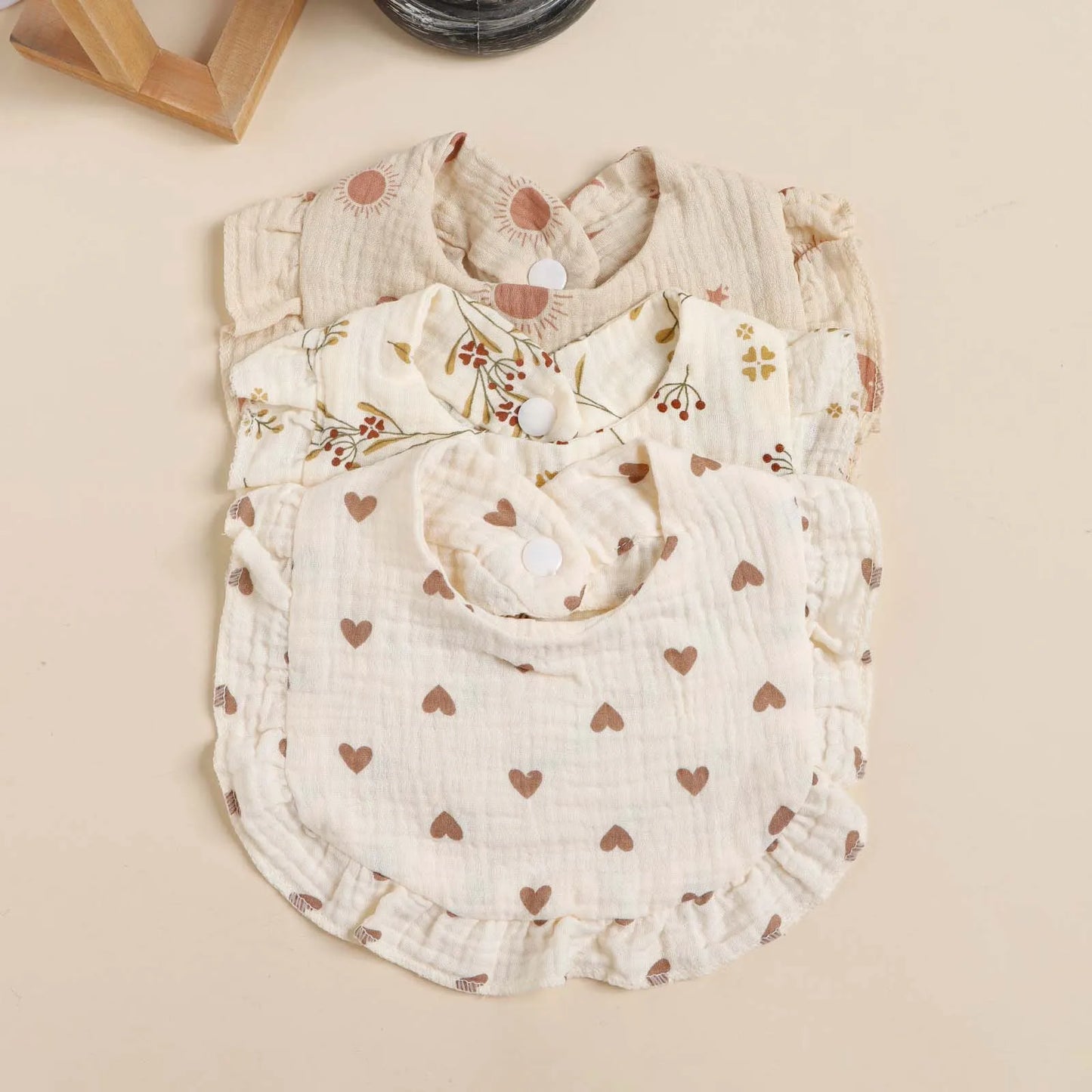 3pcs Baby Ruffle Edge Bibs Infant Burp Cloth