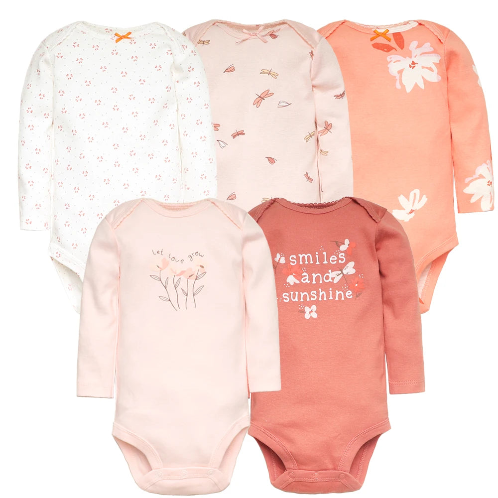 Spring Autumn Baby Bodysuits 3/4/5PCS Long Sleeve Baby Boy Girl Clothes 100% Cotton Newborn Body Infant 0-24Month