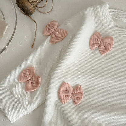 Casual 2 PCS Kids Sets Sport Suit for Baby Girls Clothes Bowknot Decor Top+Pants 1-3 Y