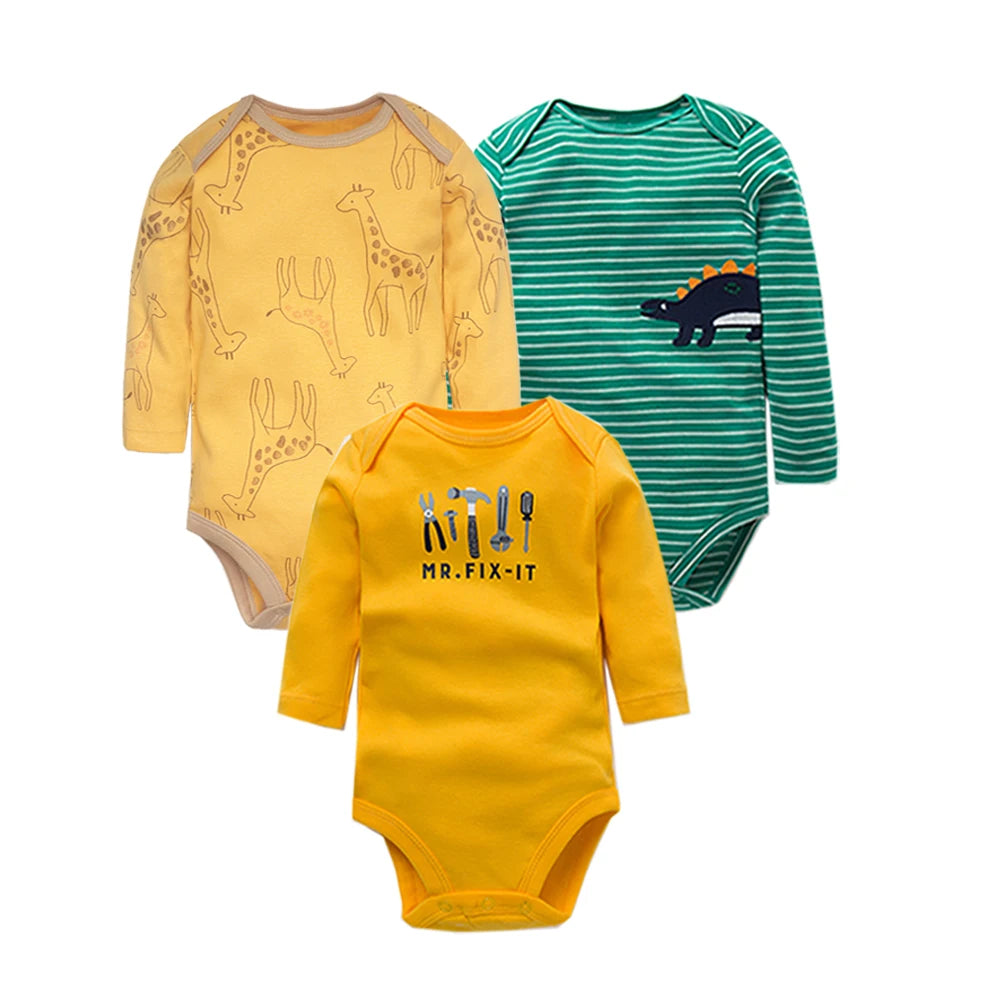Spring Autumn Baby Bodysuits 3/4/5PCS Long Sleeve Baby Boy Girl Clothes 100% Cotton Newborn Body Infant 0-24Month