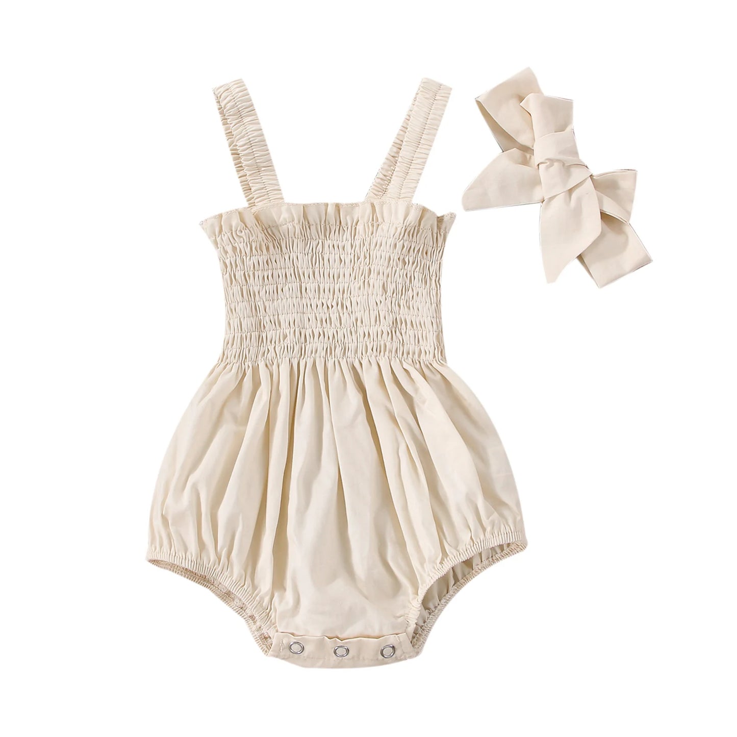 Jumpsuit Outfit Solid Color Casual Sleeveless Suspender Jumpsuit Headband
