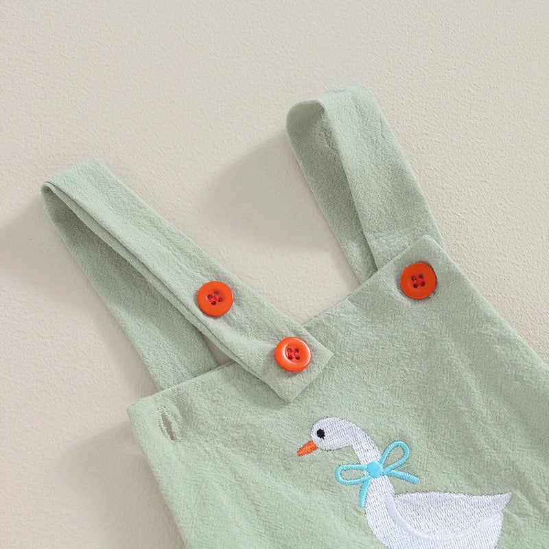 Sleeveless Duck Bodysuit Print Suspender Jumpsuit