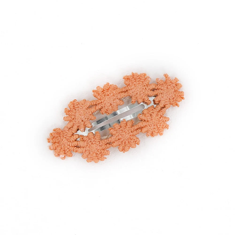 6Pcs/Set Ins Flower Crochet Bobby Snap Hairpins 6.5cm Knitted Princess Baby Girls Hair Bow Clips Safety Korean Newborn Hairgrips