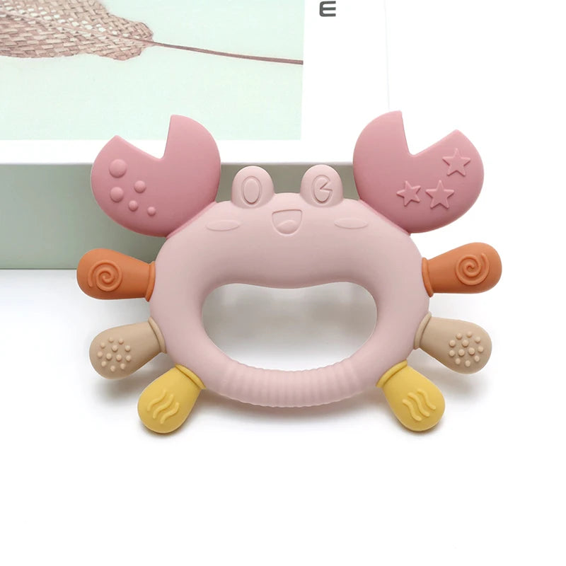 Crab-Shaped Baby Teether  Food-Grade Silicone Teething Toy  BPA-Free Chillable Infant Teether for Sore Gums 0-24 Months