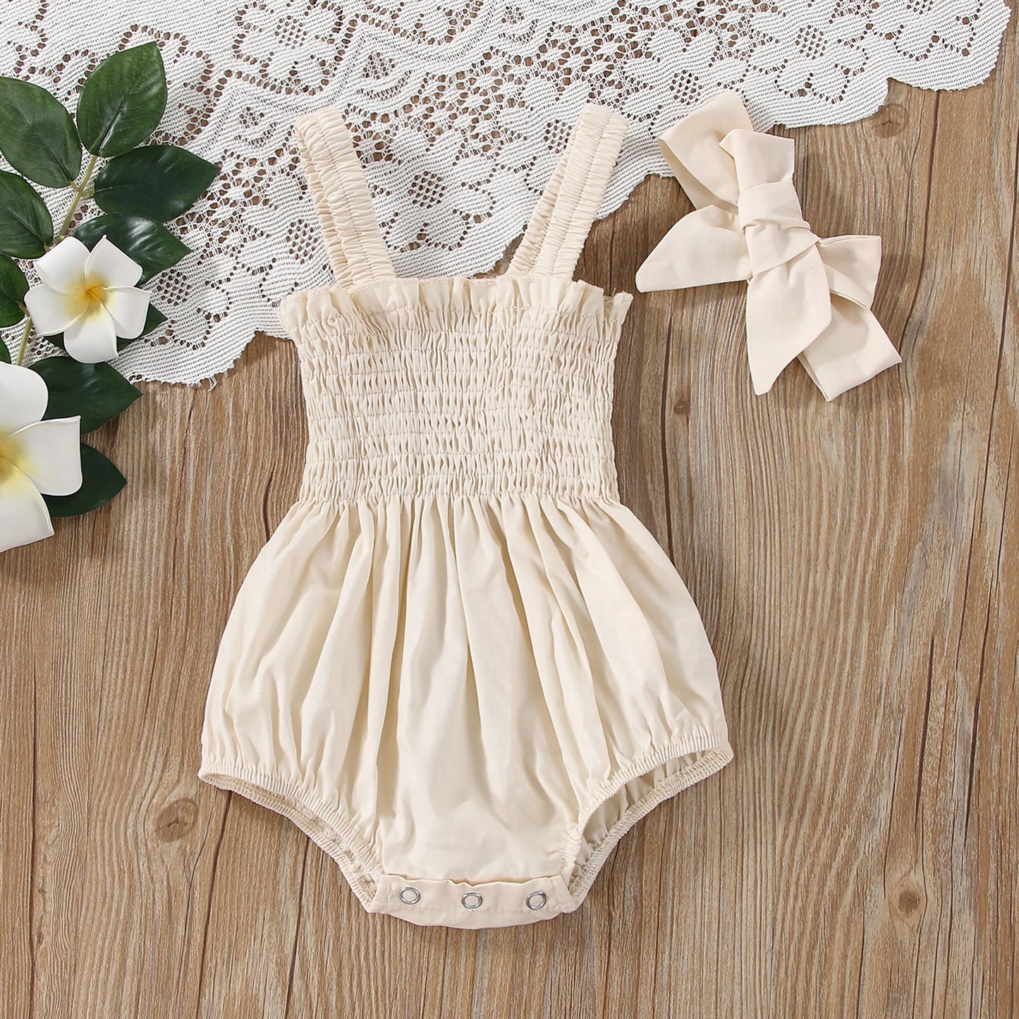 Jumpsuit Outfit Solid Color Casual Sleeveless Suspender Jumpsuit Headband