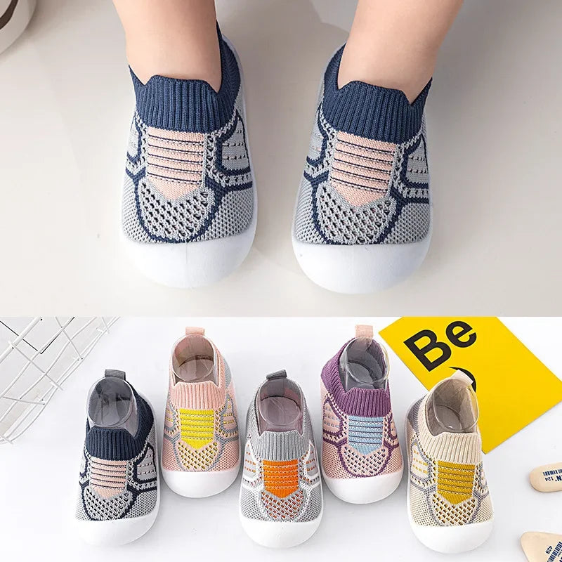 Baby Shoes Anti-slip Breathable Infant Crib Floor Socks with Rubber Sole for Children
