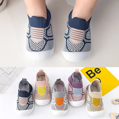 Baby Shoes Anti-slip Breathable Infant Crib Floor Socks with Rubber Sole for Children