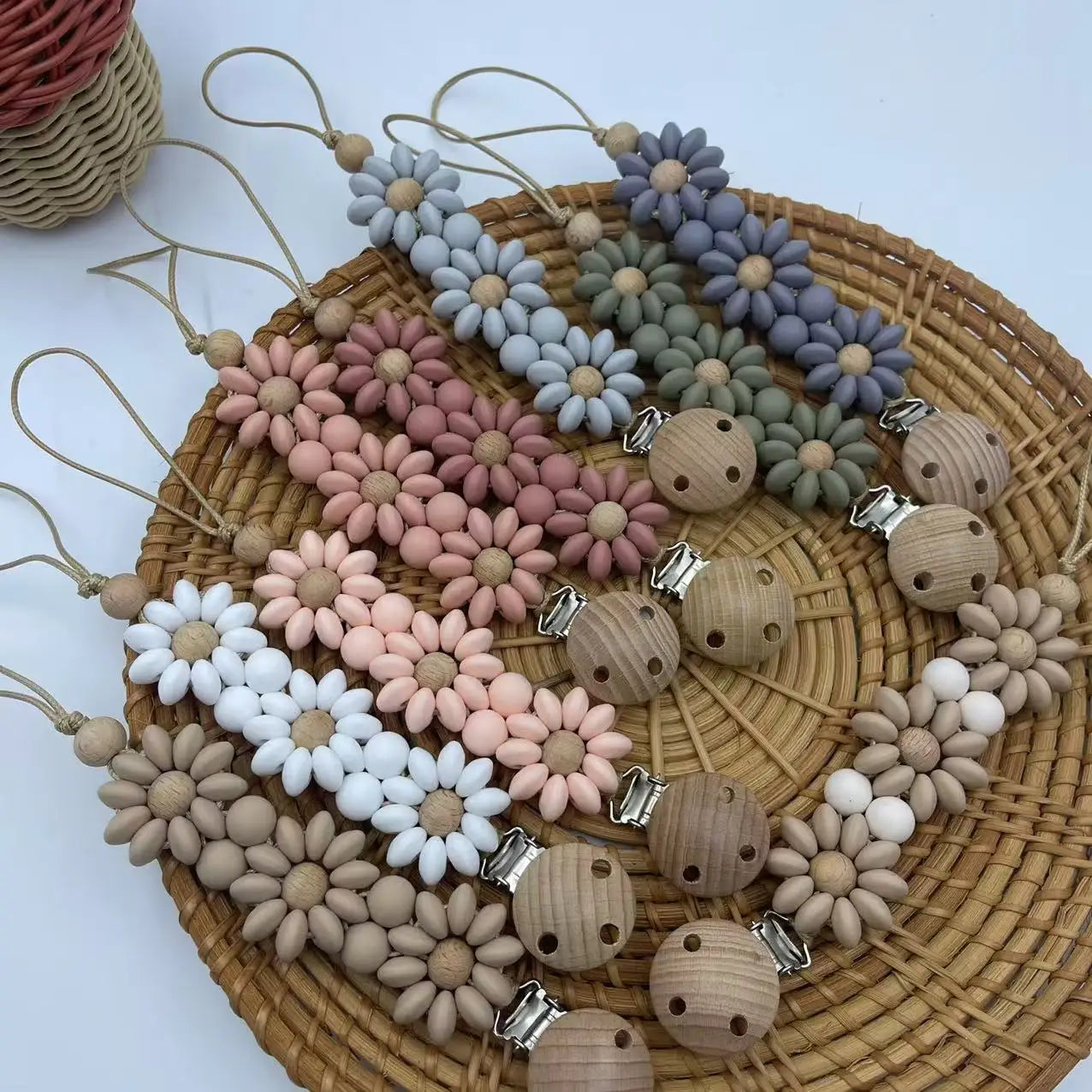 Baby Pacifier Clip Flower Handmade