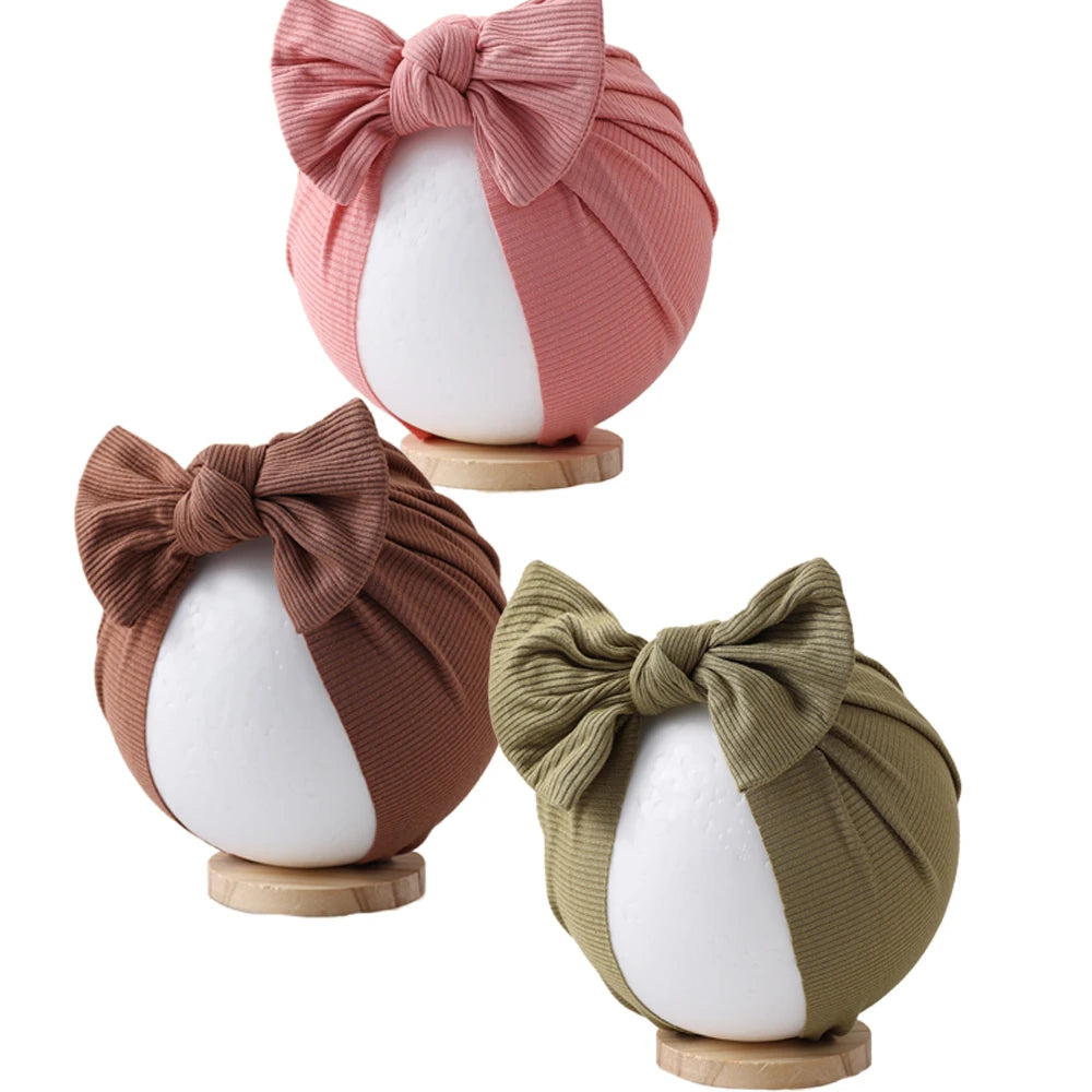 3Pcs/ Baby Girls Flower Print Bow Headwrap