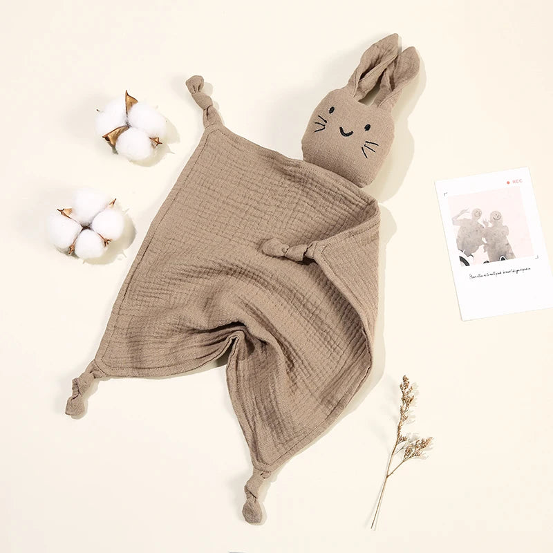 Baby Cartoon Rabbit Cotton Muslin Comforter 30*30CM Cute Newborn Baby Sleeping Dolls Blankets Infant Squale Burp Clothes Bibs