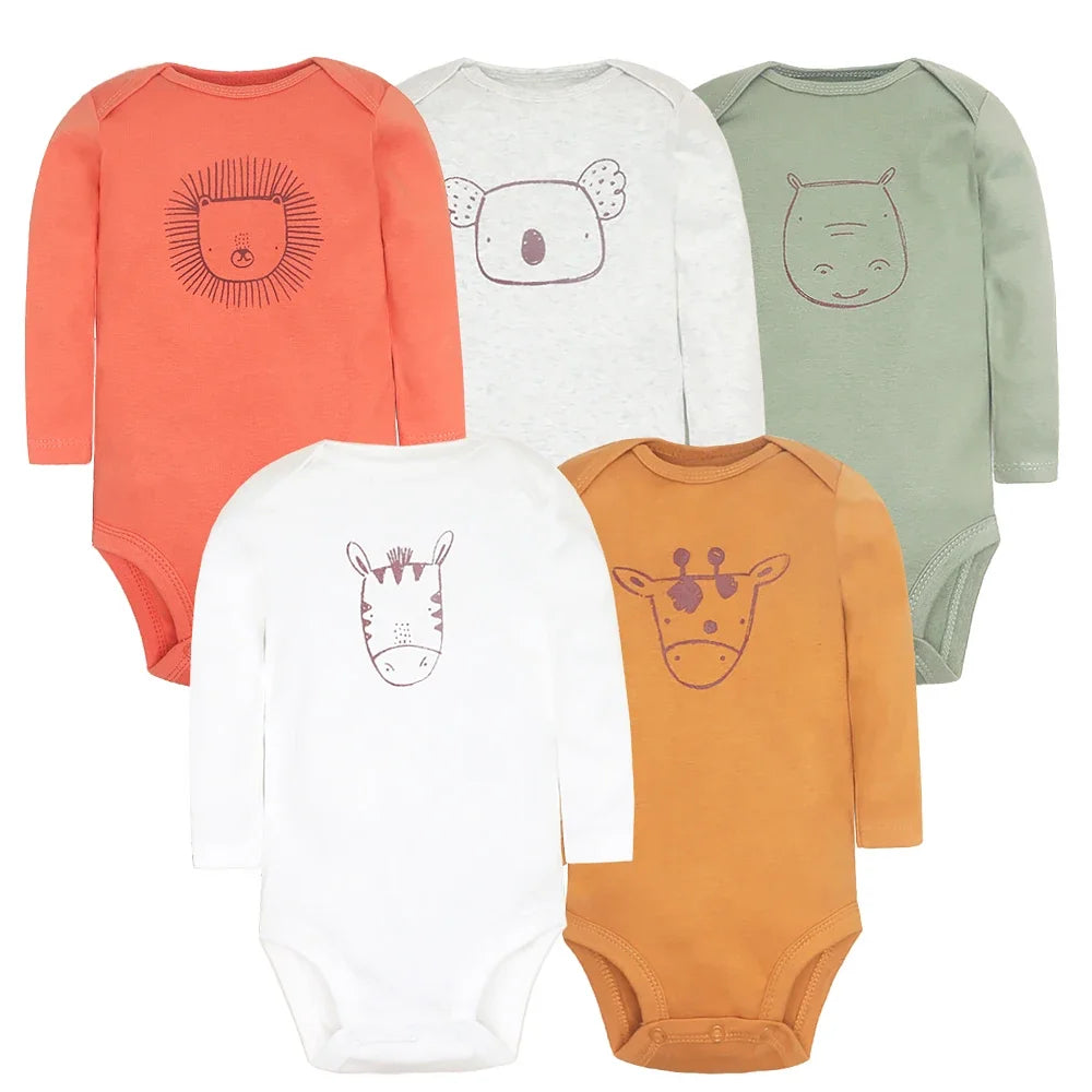 5Pcs/Lot Baby Bodysuits High Quality Uniesx Newborn Baby Clothes 100% Cotton Baby Clothing Set Infant Bebe Baby Boy Girl Clothes