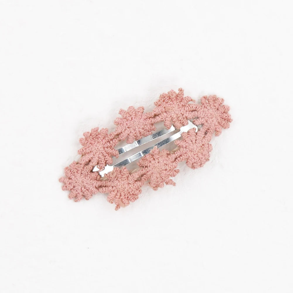 6Pcs/Set Ins Flower Crochet Bobby Snap Hairpins 6.5cm Knitted Princess Baby Girls Hair Bow Clips Safety Korean Newborn Hairgrips