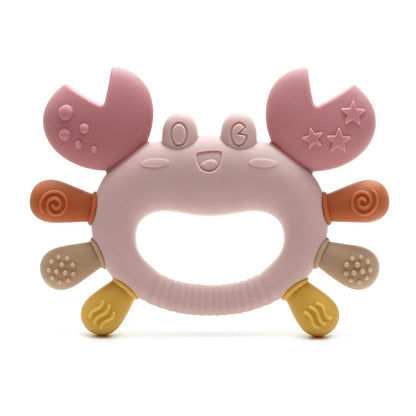 Crab-Shaped Baby Teether  Food-Grade Silicone Teething Toy  BPA-Free Chillable Infant Teether for Sore Gums 0-24 Months