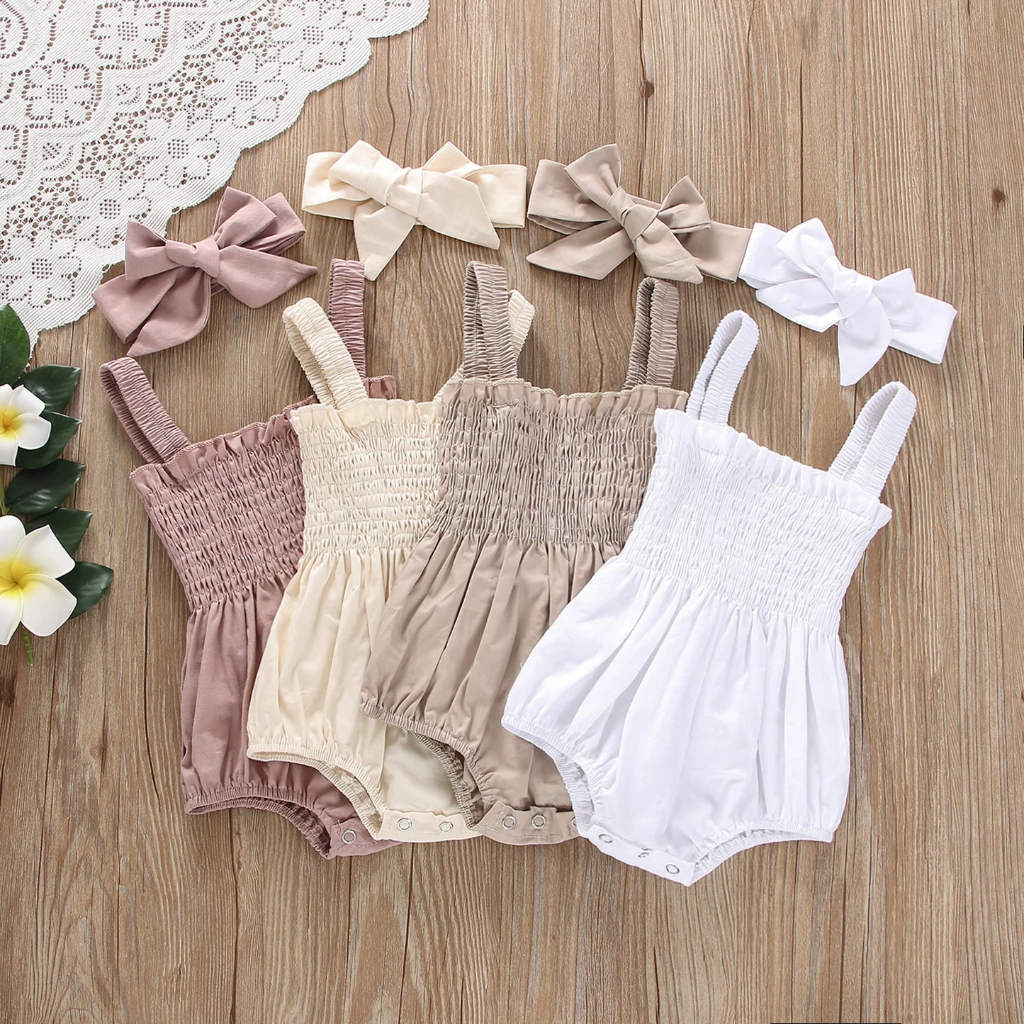 Jumpsuit Outfit Solid Color Casual Sleeveless Suspender Jumpsuit Headband