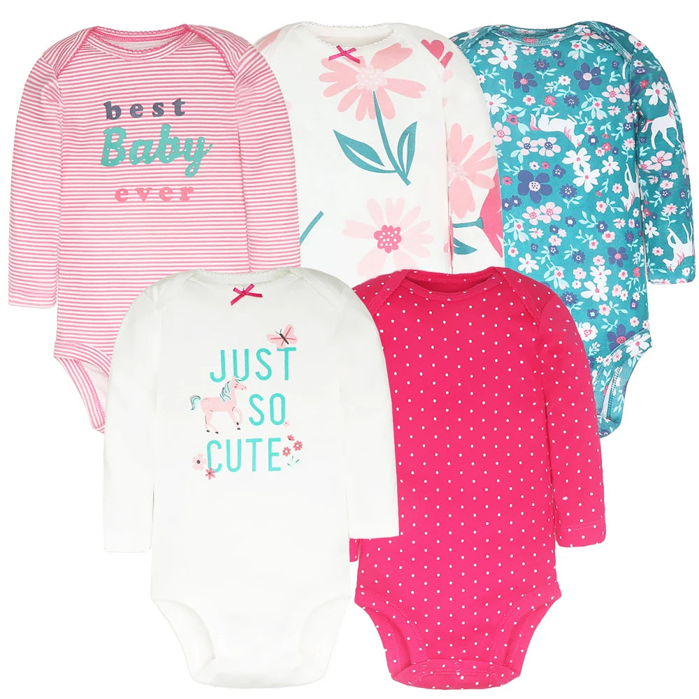 Spring Autumn Baby Bodysuits 3/4/5PCS Long Sleeve Baby Boy Girl Clothes 100% Cotton Newborn Body Infant 0-24Month