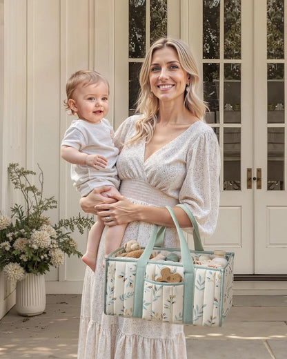 Diaper Caddy Organizer, Stylish Nursery Storage Basket