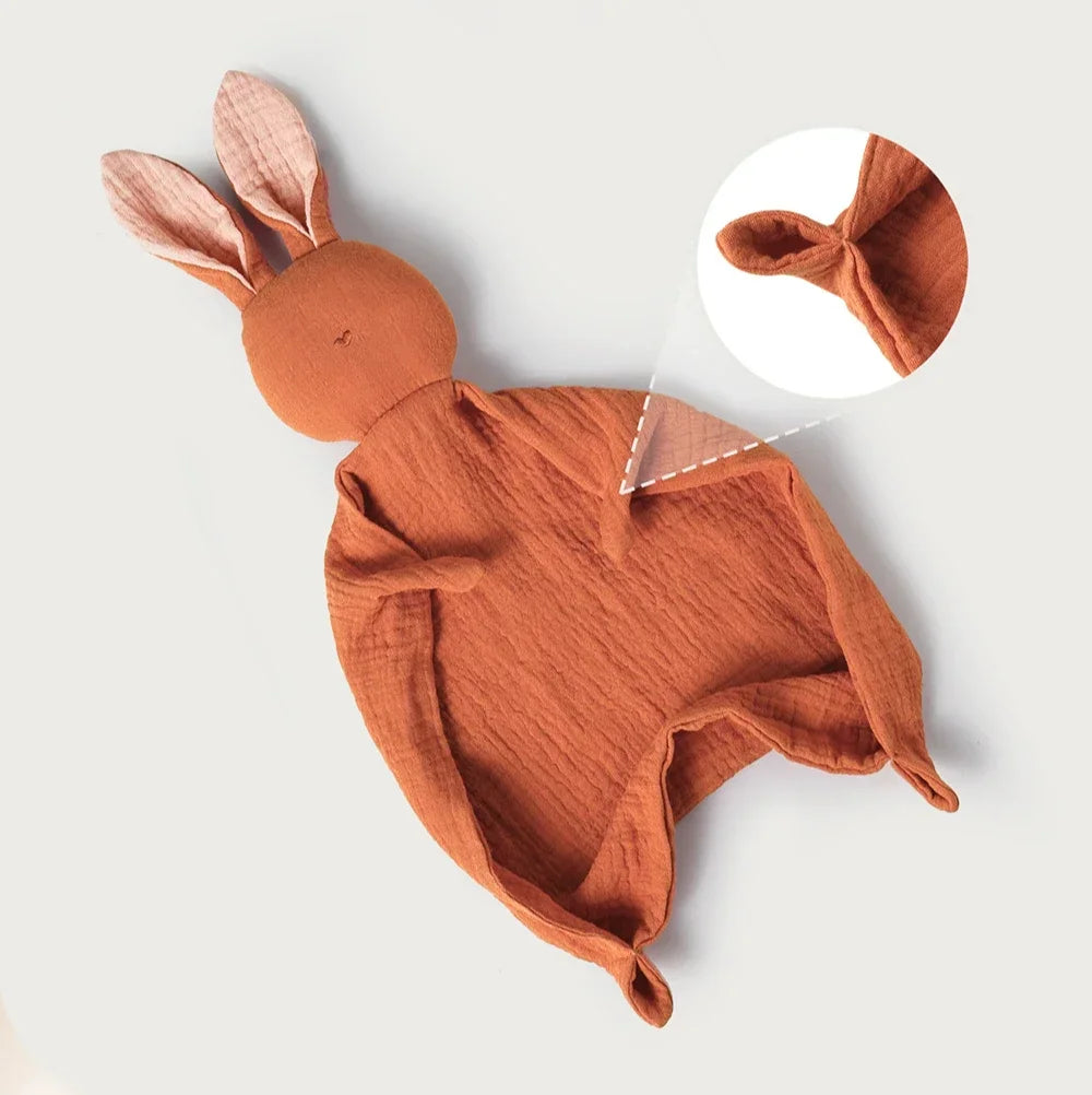 Soothing Towel 100% Muslin Cotton Infant Cartoon Handkerchief Cute Bunny