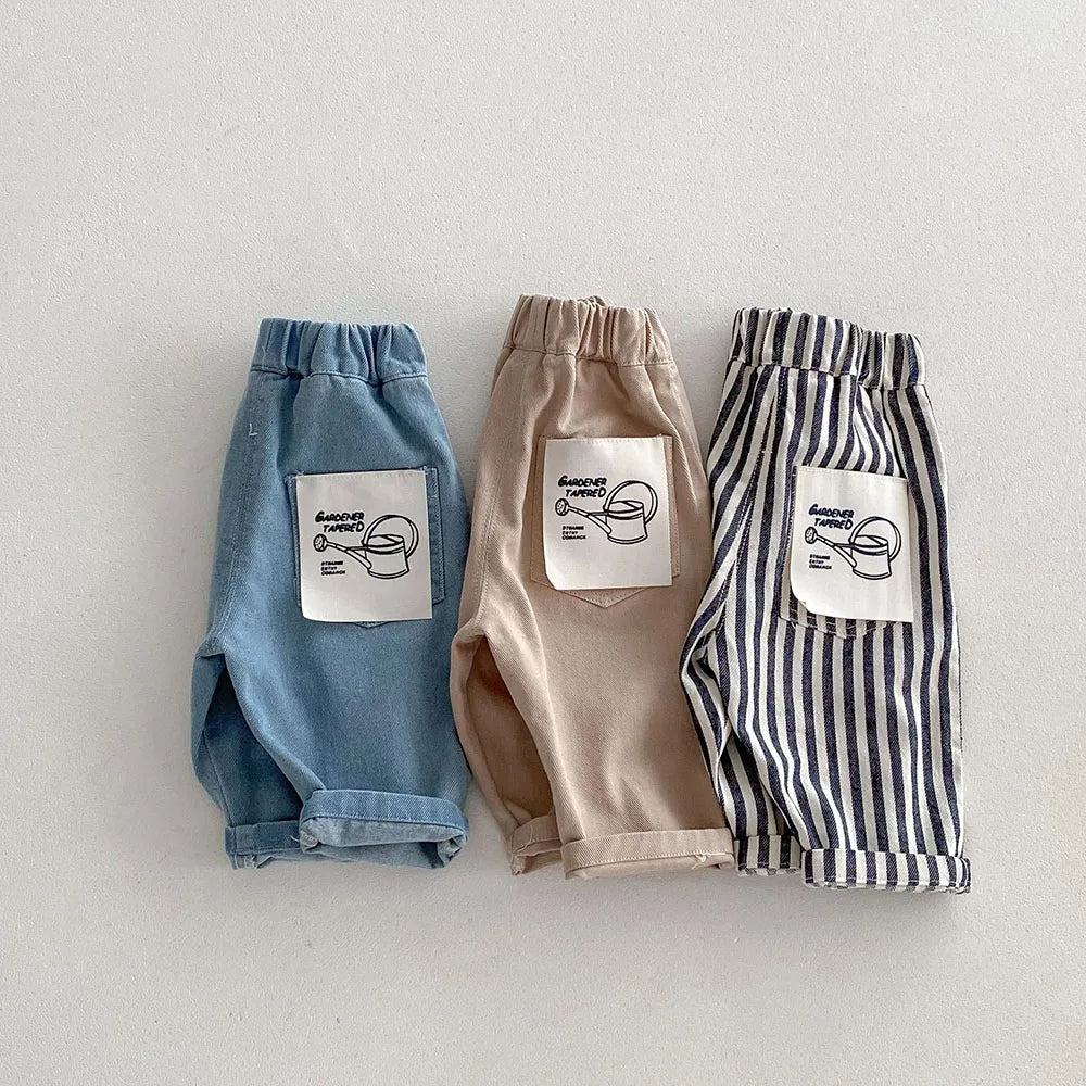 Striped Pants/Trousers Children Solid Denim Jeans Britches
