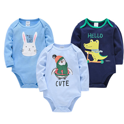 6 PCS 3 PCS Kavkas Baby Boys Girls Bodysuit Long Sleeve 100% Cotton Baby Clothes 0-12 months Newborn body bebe Jumpsuit Clothing
