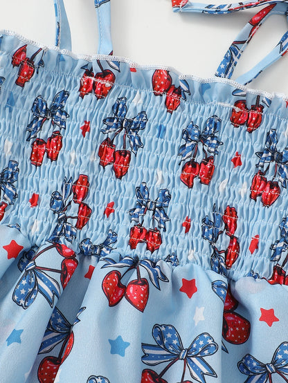 Baby Girl Summer Cherry Print Romper Onesie Infant Clothing Comfortable Soft Fabric Baby Clothes