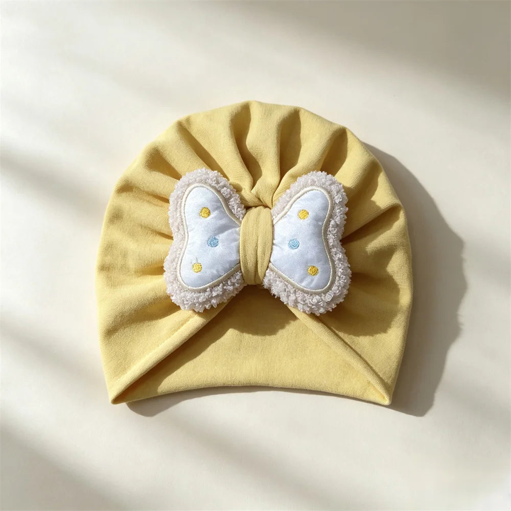 Cotton Baby Hat Fashion Bowknot Turban Knitted Baby Girl Hat Muslim Warm Infant Indian Hats Toddler Beanie Cap Kids Head Wrap