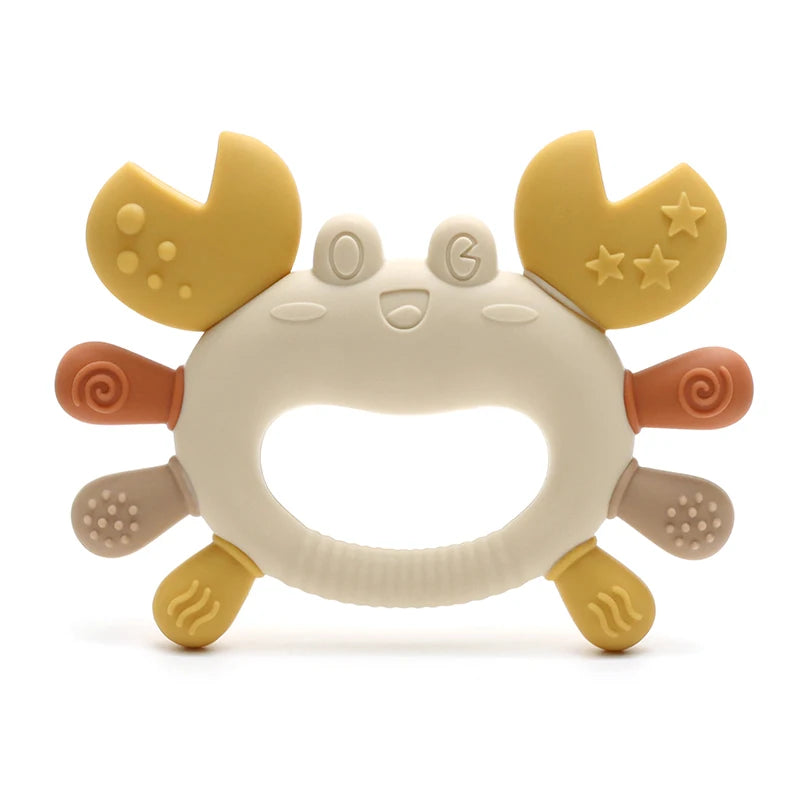 Crab-Shaped Baby Teether  Food-Grade Silicone Teething Toy  BPA-Free Chillable Infant Teether for Sore Gums 0-24 Months